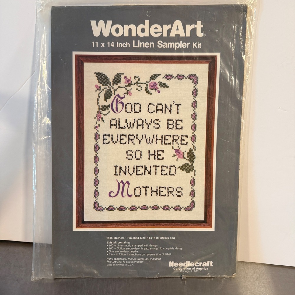 WonderArt‎ Linen Sampler Kit 1816 Mothers God Invented Mothers Vintage New